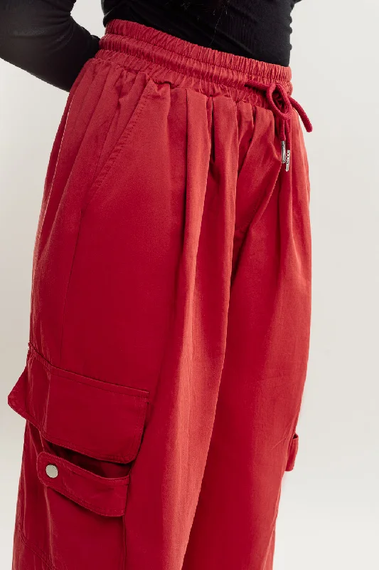 Red Drawstring Cargo Pant