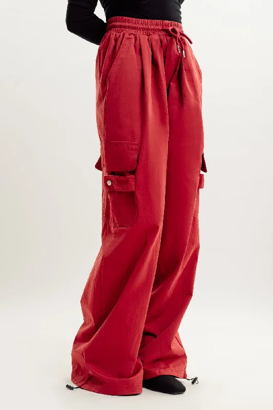 Red Drawstring Cargo Pant