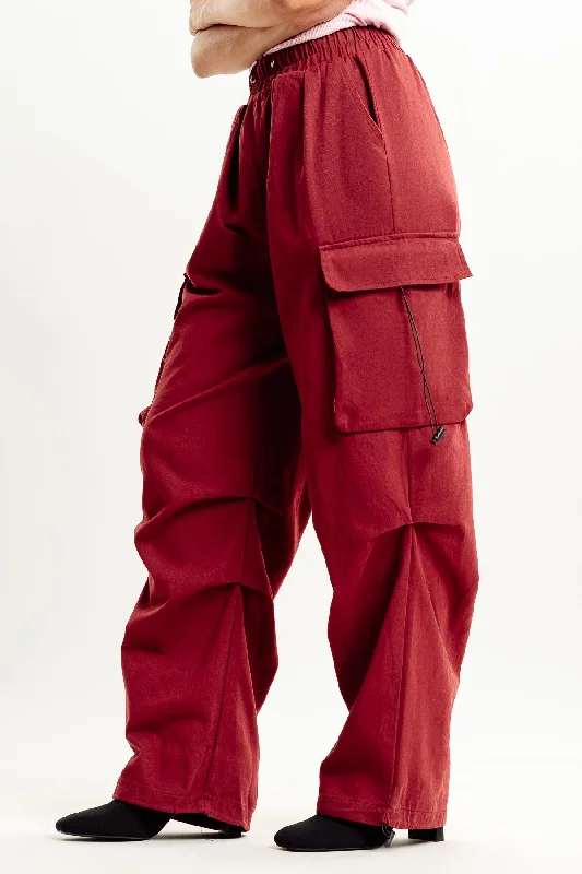 Red Street Style Cargo Pant