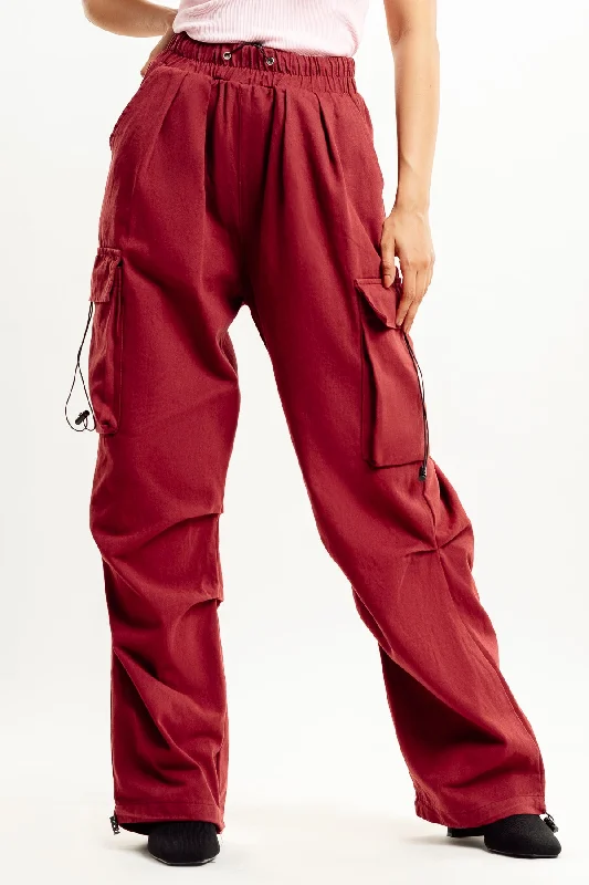 Red Street Style Cargo Pant