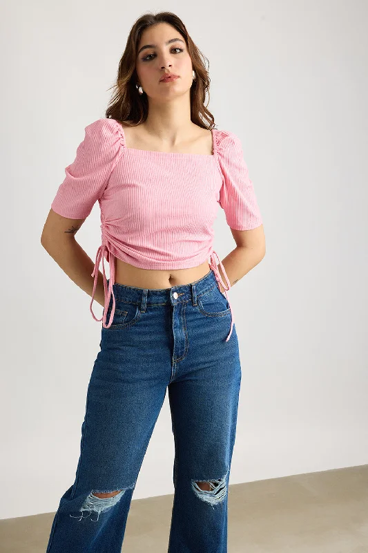 Ruched Pink Top