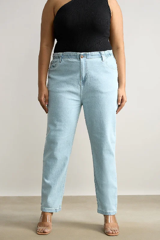 Stretchy Light Wash Mom Jeans