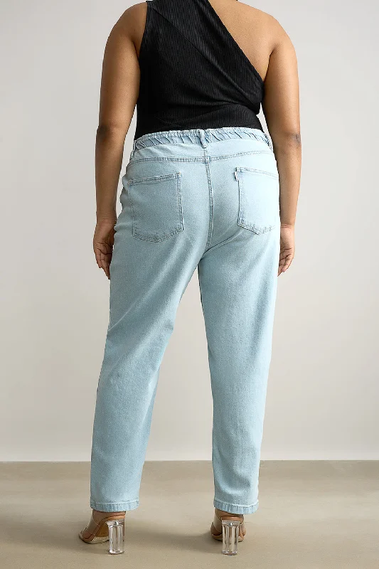 Stretchy Light Wash Mom Jeans