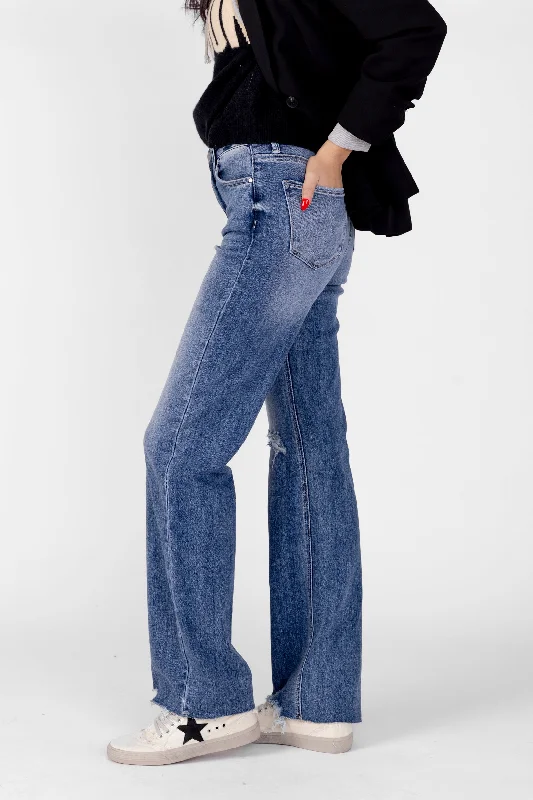 SALE - Thea Risen High Rise Long Inseam Straight Leg Jean