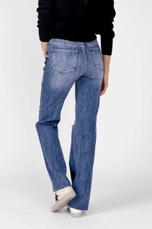 SALE - Thea Risen High Rise Long Inseam Straight Leg Jean