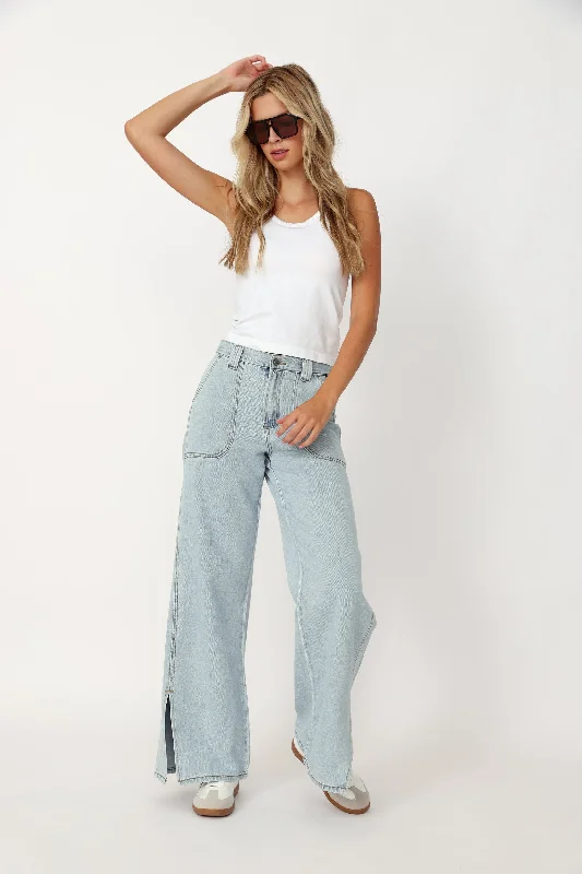 Ware High Rise Carpenter Wide Leg Slit Jeans