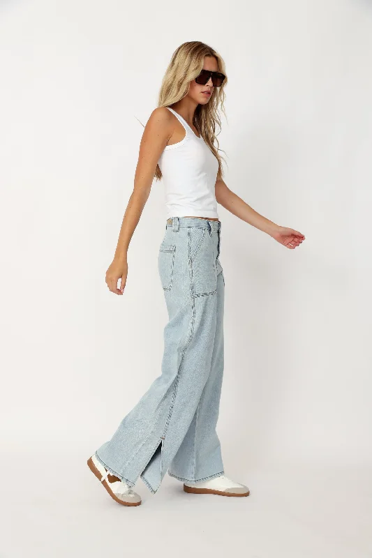 Ware High Rise Carpenter Wide Leg Slit Jeans