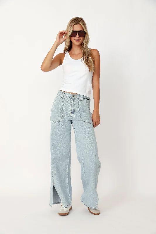 Ware High Rise Carpenter Wide Leg Slit Jeans