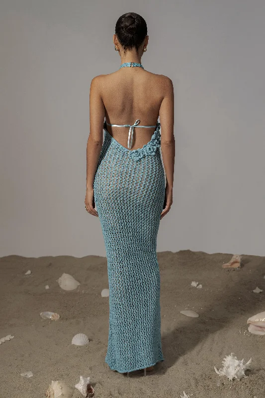 Aqua Paradise Crochet Maxi Dress