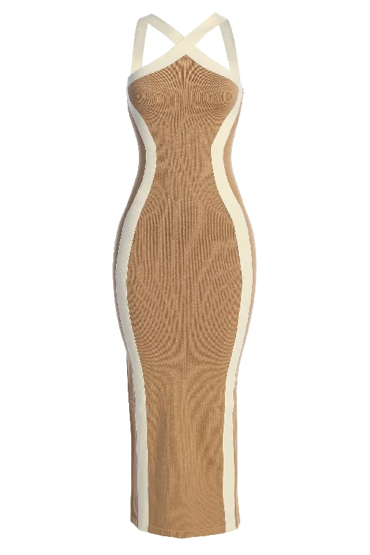 Beige Fabiola Contrast Maxi Dress