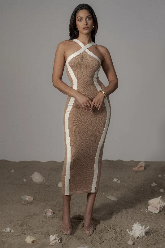 Beige Fabiola Contrast Maxi Dress