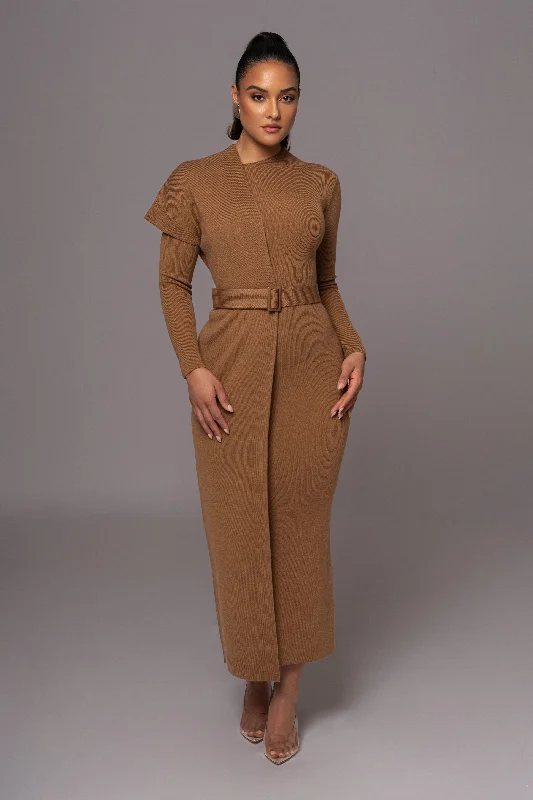 Camel Meant To Be Knit Maxi Dress