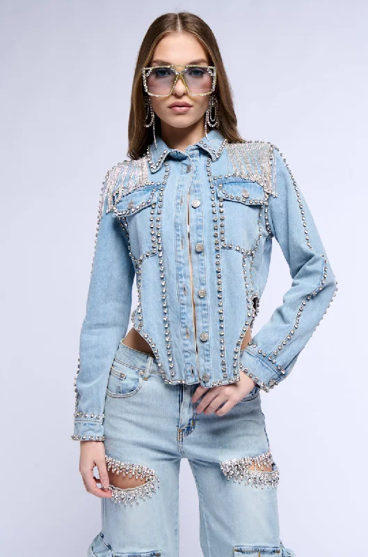 CARLIS DISTRICT COWGIRLS BLING DENIM JACKET