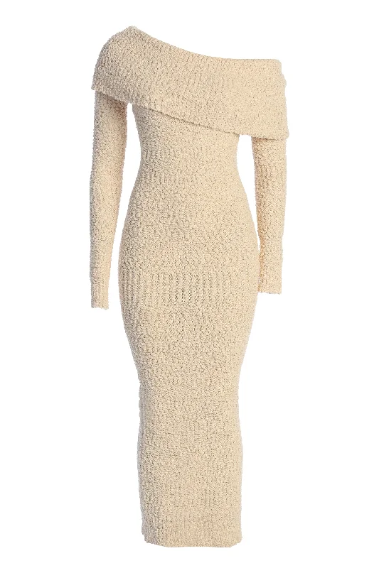 Cream Olivea Knit Maxi Dress