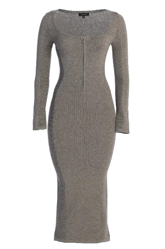 Grey Pollie Midi Dress