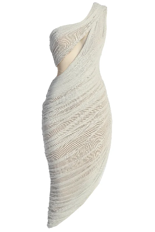 Ivory Aura Shimmer Midi Dress