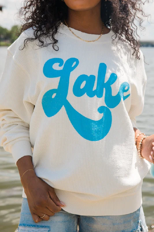 Lake Script Ivory Corded Graphic Sweatshirt