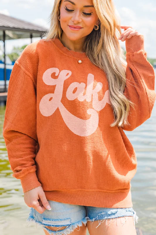 Lake Script Rust Corded Graphic Sweatshirt