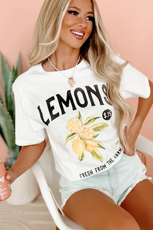 ""Lemons"" Graphic - Multiple Shirt Options (White) - Print On Demand