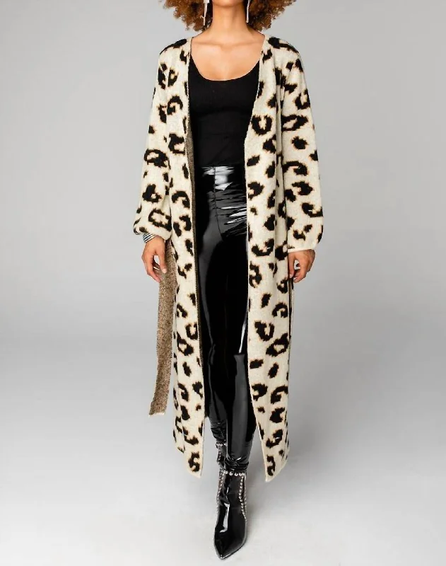 Margaret Long Cardigan In Leopard