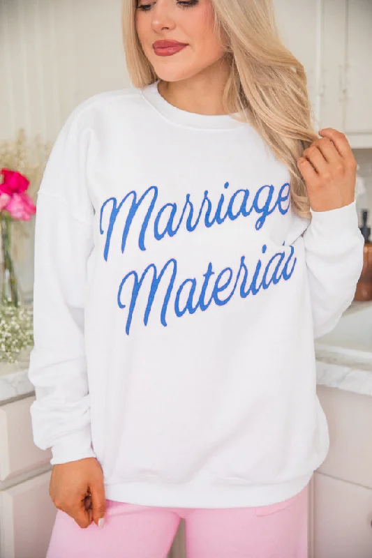 Marriage Material White Oversized Graphic Sweatshirt