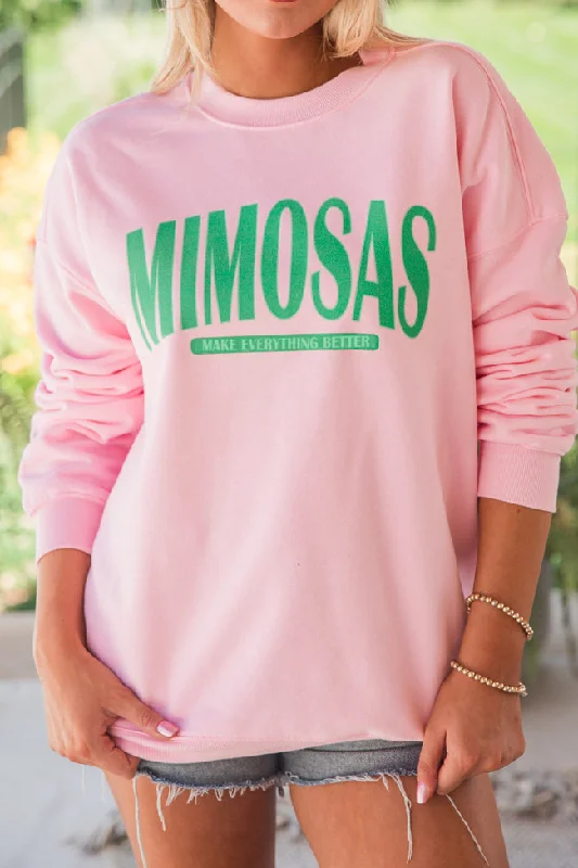 Mimosas Make Everything Better Light Pink Oversized Graphic Sweatshirt