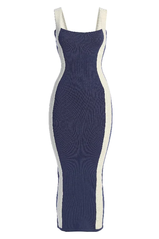 Navy Donna Knit Midi Dress