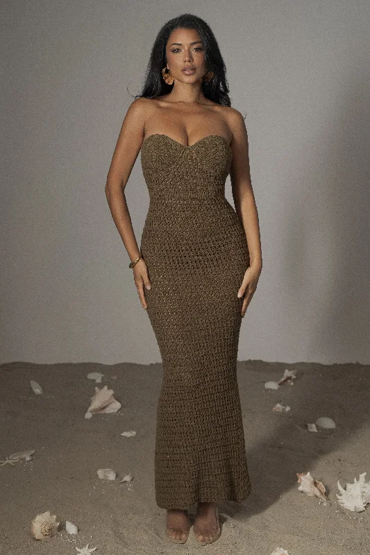 Olive Deep Sea Crochet Maxi Dress