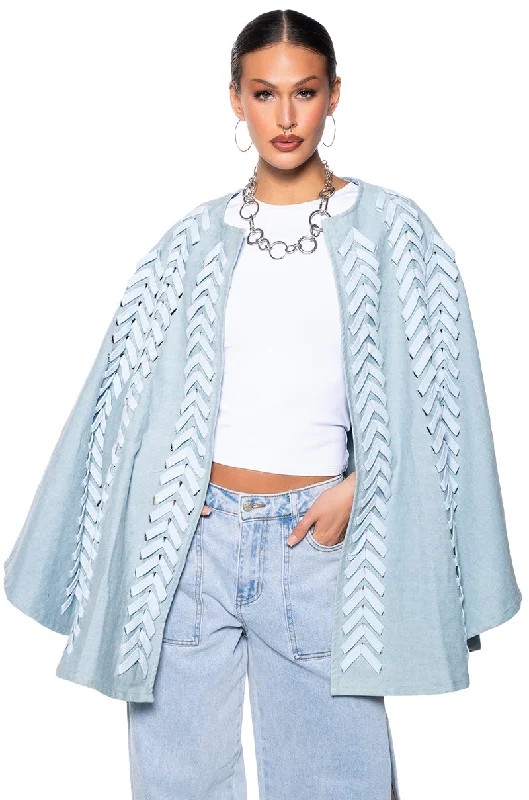 PHANTOMGRAM DENIM PONCHO WITH LACES