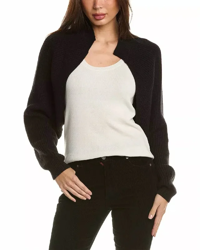 Relaxed Bolero Open Front Cardigan In Black