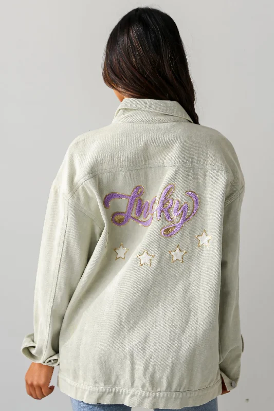 FINAL SALE - Sage ""Lucky"" Denim Jacket