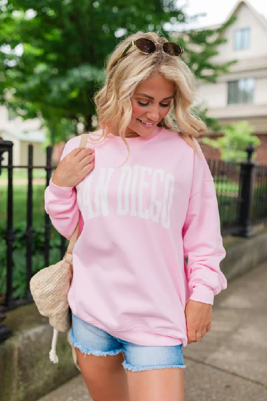 San Diego Light Pink Oversized Graphic Sweatshirt