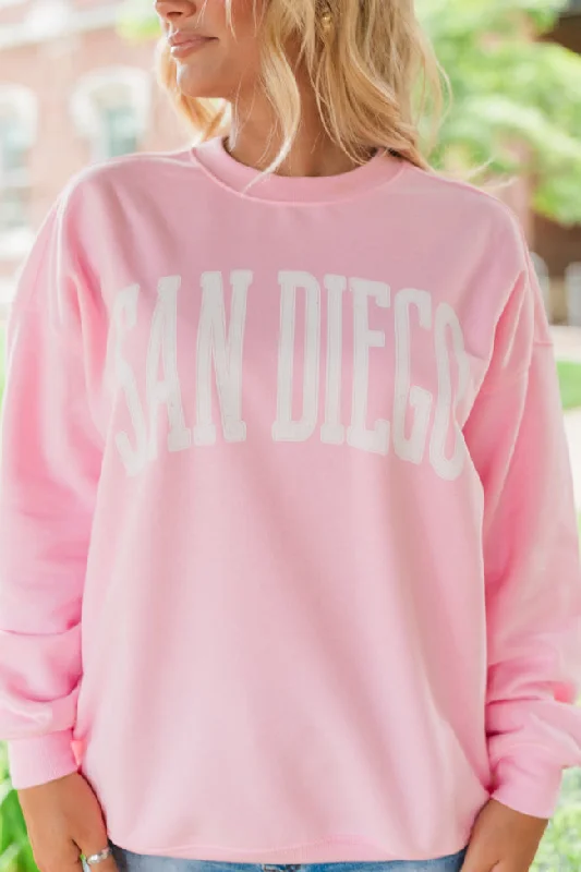 San Diego Light Pink Oversized Graphic Sweatshirt