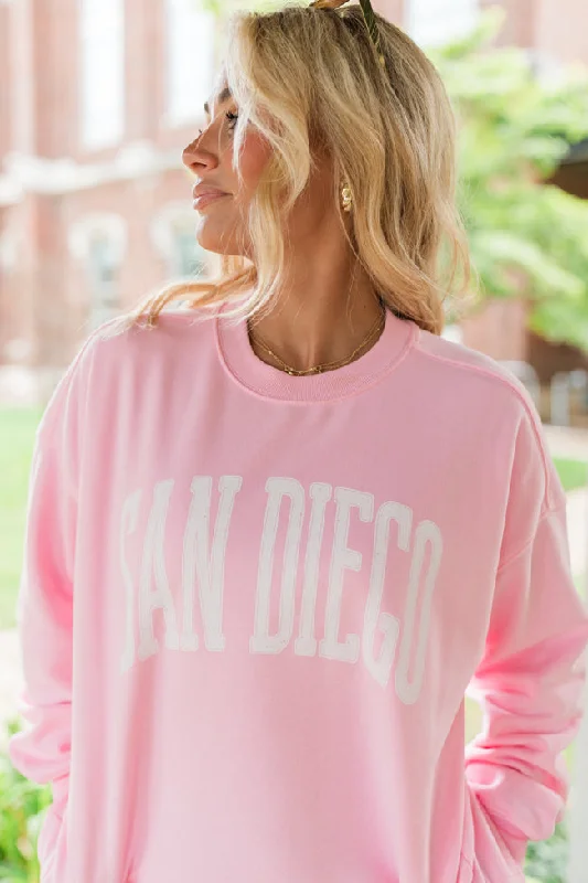 San Diego Light Pink Oversized Graphic Sweatshirt