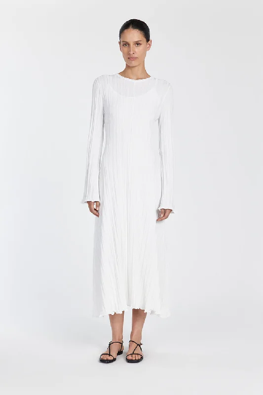 SYLVIA OFF WHITE KNIT MIDI DRESS