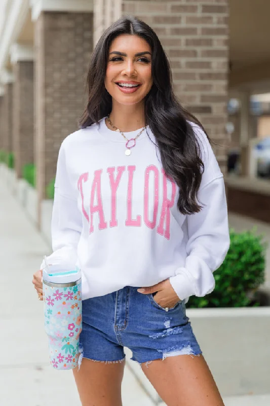 Taylor Block White Oversized Graphic Sweatshirt