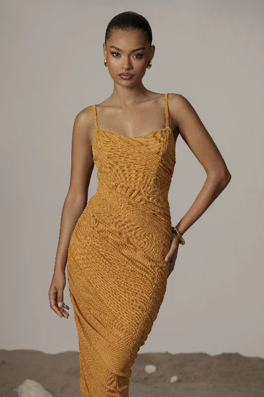 Yellow Catalina Lurex Knit Maxi Dress