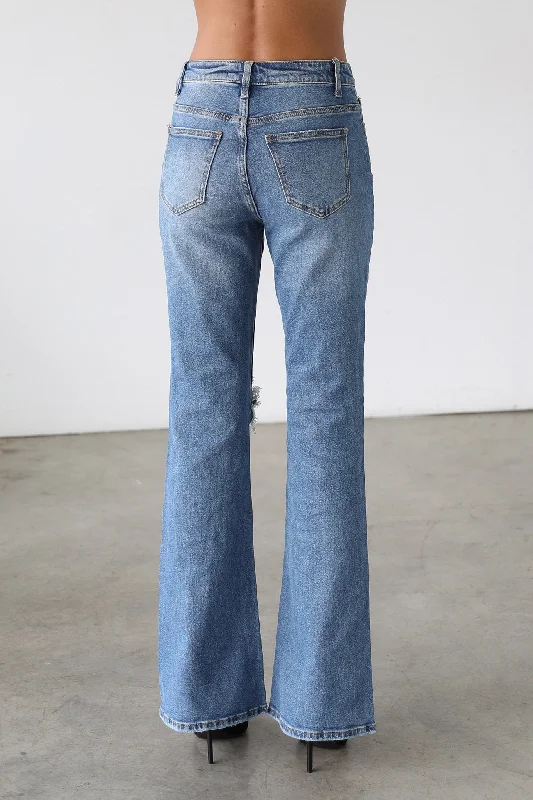 DOGMA High Rise Flare Leg Denim Jeans Medium Wash