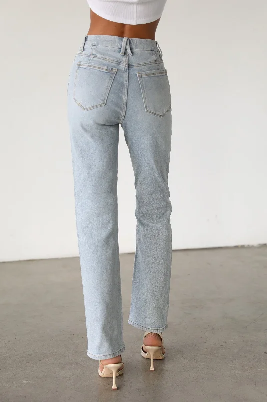 DOGMA High Rise Straight Leg Denim Jeans Light Wash