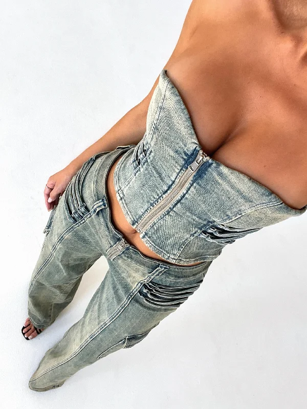 JOELLE CARGO PANTS DENIM