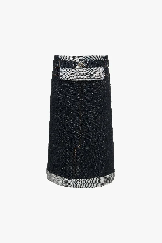 Overall Skirt In Dark Indigo Rinse