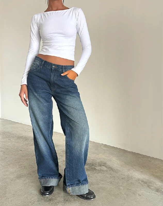 Oversized Dad Low Rise Jeans in Dark Vintage